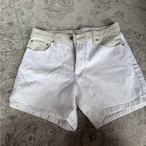 Abercrombie & Fitch Cream and White High-Waist Jean Shorts